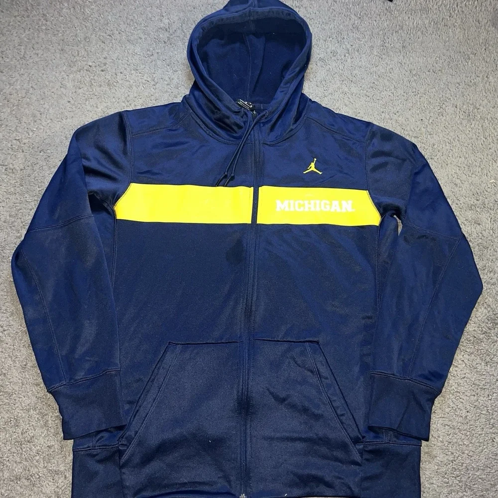 Nike Air Jordan Dri-fit Large University of Michigan Wolverines Full Zip Hoodie